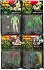 SWAMP THING SHIPPING CASE WITH GROUP OF EIGHT CARDED ACTION FIGURES.