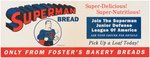 "SUPERMAN BREAD" STORE SIGN PROMOTING SUPERMAN JUNIOR DEFENSE LEAGUE OF AMERICA.