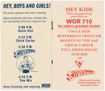 "SUPERMAN" WOR 710 RADIO ANNOUNCEMENT/PROMOTIONAL CARD PAIR.