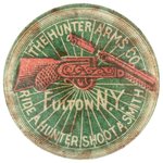 RARE C. 1896 LAPEL STUD "HUNTER ARMS CO./FULTON N.Y./RIDE A HUNTER SHOOT A SMITH".