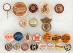 EARLY BICYCLES AND RACERS 1895-1898 BUTTONS AND LAPEL STUDS 22 PIECES.
