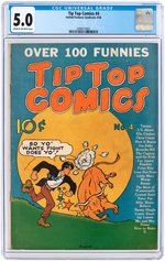 "TIP TOP COMICS" #4 AUGUST 1936 CGC 5.0 VG/FINE.
