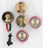 LINDBERGH 1927 PORTRAIT BUTTONS: TWO RARE, THREE SCARCE INCL. NEW ORLEANS.