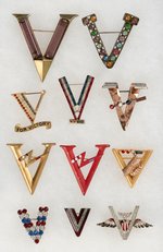 V FOR VICTORY 11 PINS WITH SPECIAL FEATURES AND ALL RARE.