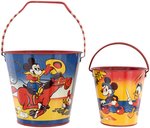 MICKEY MOUSE AND FRIENDS PIRATES/COWBOYS HAPPYNAK SAND PAIL PAIR.