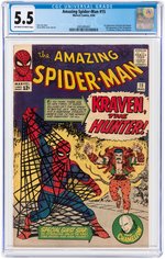 "AMAZING SPIDER-MAN" #15 AUGUST 1964 CGC 5.5 FINE- (FIRST KRAVEN THE HUNTER).