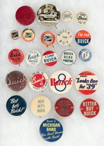 BUICK BUTTONS COLLECTION OF 23 WITH 10 OF THESE RARE IN OUR EXPERIENCE.