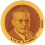 "ALF M. LANDON" LARGE 1936 PORTRAIT BUTTON.