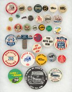 EARLY VEHICLES, EARLY DEALERS, WIDE VARIETY OF CAR RELATED BUTTONS (35).