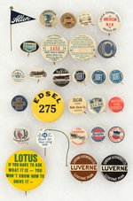 SPECIFIC CARS "A" THROUGH "L" 28 PIECES (MOST BUTTONS) WITH MANY RARITIES.
