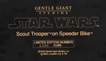 GENTLE GIANT "STAR WARS: RETURN OF THE JEDI" SCOUT TROOPER AND SPEEDER BIKE STATUE.