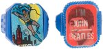 BATMAN & THE BEATLES FLICKER RINGS LOT WITH VENDING INSERT.