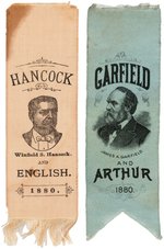 HANCOCK & GARFIELD PAIR OF 1880 PORTRAIT RIBBONS.