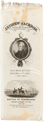 ANDREW JACKSON 1845 SILK MEMORIAL RIBBON.