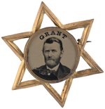 "GRANT" FERROTYPE IN SIX POINTED STAR BRASS FRAME.