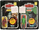 "STAR WARS: THE EMPIRE STRIKES BACK" CARDED "GREEDO, SNAGGLETOOTH" ACTION FIGURE PAIR.