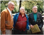 GOLDEN AGE COMIC BOOK LEGENDS TRIO SIGNED PHOTO PAIR.