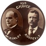 "OUR CHOICE McKINLEY ROOSEVELT" REAL PHOTO JUGATE BUTTON.