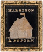 "HARRISON & REFORM" SULFIDE LOG CABIN VERTICAL BROOCH.