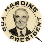 "HARDING FOR PRESIDENT" SMILING PORTRAIT BUTTON HAKE #5.