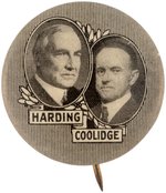 HARDING & COOLIDGE 1920 REPUBLICAN CAMPAIGN JUGATE BUTTON HAKE #26.