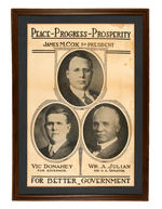 "COX FOR PRESIDENT" WITH OHIO COATTAILS 1920 FRAMED POSTER.