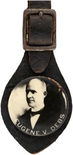"EUGENE V. DEBS" 1908 REAL PHOTO BUTTON ON WATCH FOB.