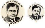 "WENDELL LEWIS WILLKIE" PAIR OF UNCOMMON FULL NAME PORTRAIT BUTTONS.