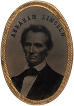 EXCEPTIONAL "ABRAHAM LINCOLN" OVAL 'COOPER UNION' FERROTYPE BADGE.