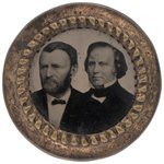 GRANT & WILSON 1872 FERROTYPE JUGATE BADGE.