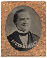 RARE "SAM'L J. TILDEN" RARE LARGE FERROTYPE PORTRAIT BADGE.