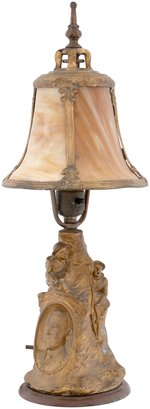 WILSON WWI SLAG GLASS LAMP FEATURING DOUGHBOYS.