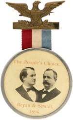 BRYAN & SEWALL "THE PEOPLE'S CHOICE" SCARCE JUGATE BADGE.