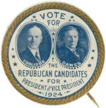 COOLIDGE & DAWES "VOTE FOR THE REPUBLICAN CANDIDATES" JUGATE BUTTON HAKE #1.