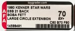 "STAR WARS: THE EMPIRE STRIKES BACK - BOBA FETT 21 BACK AFA 70 EX+ (LARGE CIRCLE EXTENSION STICKER).