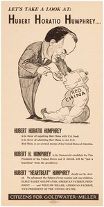 GOLDWATER 1964 ANTI-HUMPHREY "RED CHINA" CARTOON POSTER.