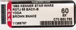 "STAR WARS: RETURN OF THE JEDI - YODA" 65 BACK-B AFA 60 EX (BROWN SNAKE).