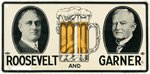 SUPERB ROOSEVELT & GARNER 'BEER MUG' PROHIBITION JUGATE LICENSE PLATE.