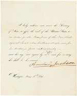 ANDREW JACKSON SIGNED "DISCHARGE FOR IMPRISONMENT" DOCUMENT.