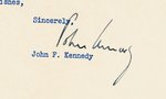 JOHN F. KENNEDY SIGNED LETTER ON CONGRESSIONAL STATIONERY REFERENCING IKE.