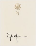 LYNDON JOHNSON PRESIDENTIAL SEAL SIGNED BOOK PLATE.