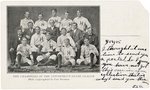 1905 HOLYOKE, MA PAPERWEIGHTS BASEBALL TEAM PHOTO POSTCARD.