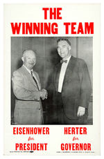 "EISENHOWER FOR PRESIDENT/HERTER FOR GOVERNOR" RARE 1952 MASSACHUSETTS COATTAIL SIGN.