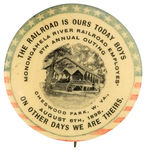 "MONONGAHELA RIVER RAILROAD EMPLOYEES" 1898 "8TH ANNUAL OUTING" BUTTON.