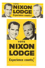 THREE JUGATE 1960 PAPER POSTERS "VOTE NIXON LODGE EXPERIENCE COUNTS."