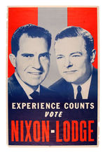 THREE JUGATE 1960 PAPER POSTERS "VOTE NIXON LODGE EXPERIENCE COUNTS."