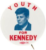 "YOUTH FOR KENNEDY" 1958 MASS. SENATE CAMPAIGN BUTTON.