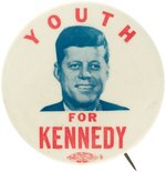 "YOUTH FOR KENNEDY" 1960 PRESIDENTIAL CAMPAIGN BUTTON.