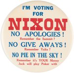 NIXON "REMEMBER IT'S YOUR MONEY JACK WILL PLAY POKER WITH" 1960 BUTTON.