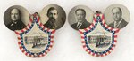 TAFT & SHERMAN AND BRYAN & KERN PAIR OF 1908 MECHANICAL JUGATE BADGES.